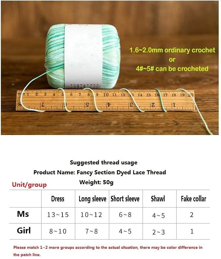 Yarn Knitting Crocheting Water Su Lace Thread DIY Hand-Knitted Crochet Cotton Thread Section Dyed Wool Hand-Knitted Thread-02 Evening Cherry_6Pcs