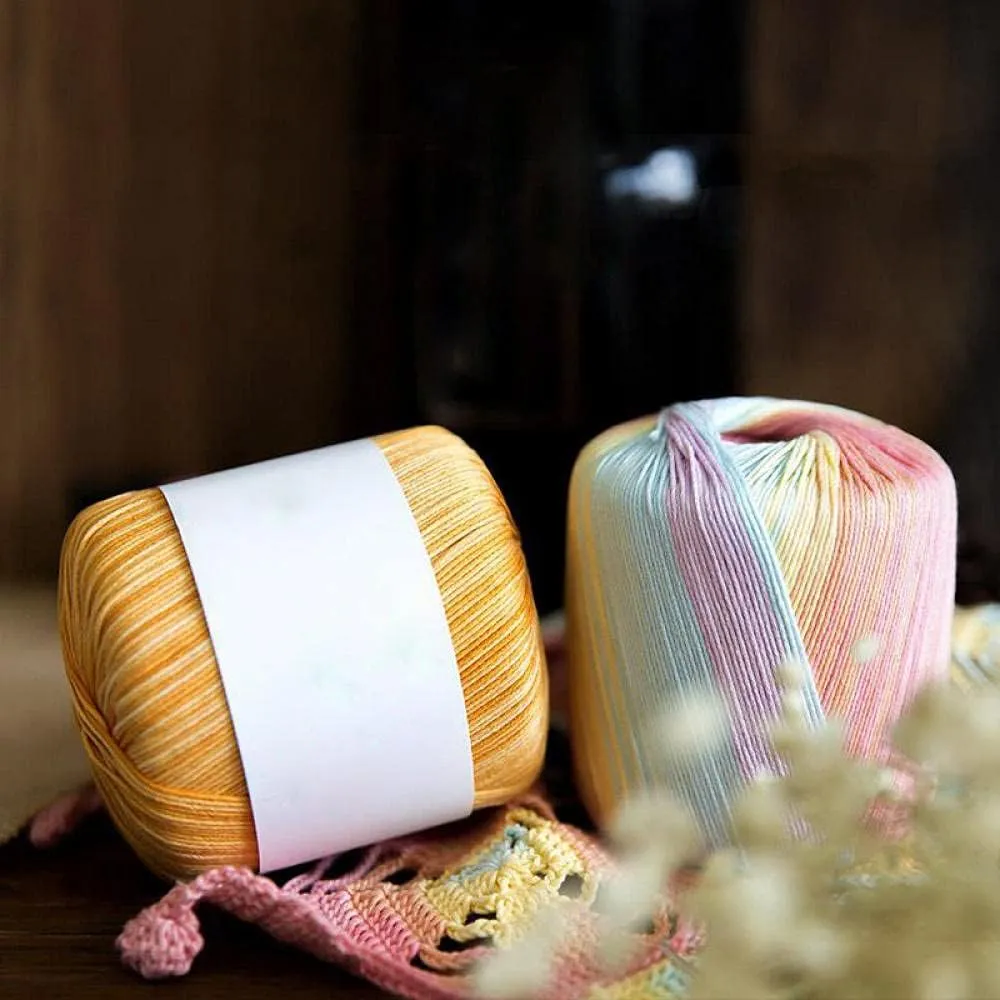 Yarn Knitting Crocheting Water Su Lace Thread DIY Hand-Knitted Crochet Cotton Thread Section Dyed Wool Hand-Knitted Thread-02 Evening Cherry_6Pcs