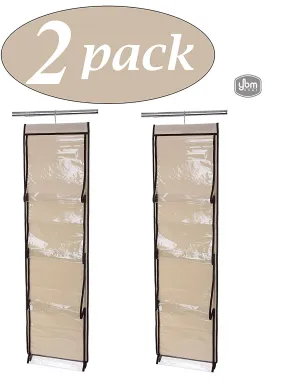 YBM HOME Hanging Purse Organizers with 8 Clear Pocket Holders - Handbag Storage Organizer Saves Closet Shelf Space (2-Pack)