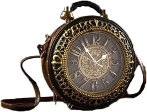 YCRCTC Clock Purse Real Working Clock Handbags for Women Steampunk Style Vintage Shoulderbags PU Leather Handbag Retro Shoulder Bag (Color : E, Size : 12 * 5 * 14.5IN)