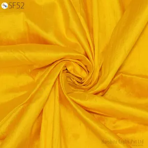 Yellow Indian Pure Dupioni Raw Silk Fabric by the yard Dupion Costume Dresses Cushion Covers Crafting Sewing Pillowcases Lamp Shades Drapery