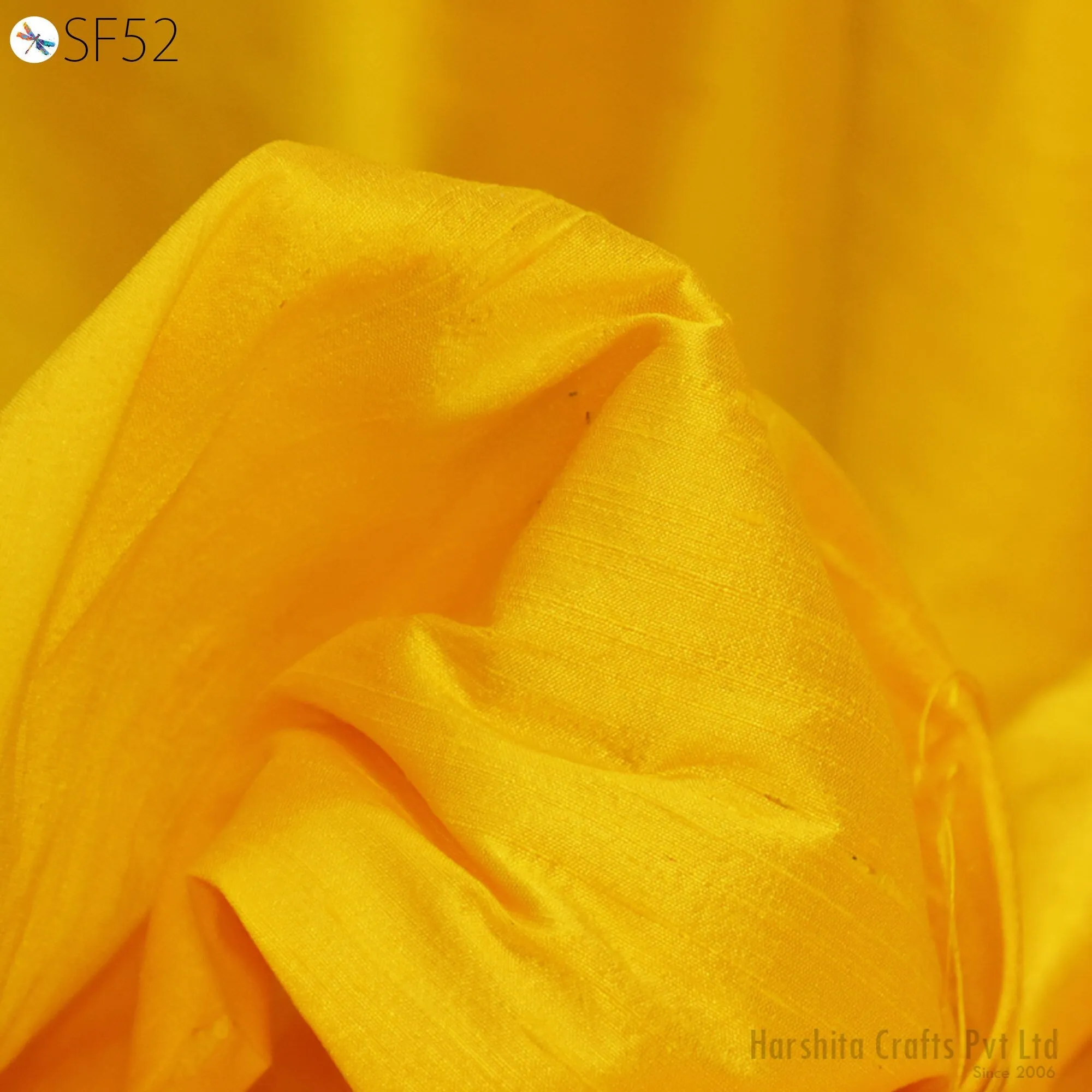 Yellow Indian Pure Dupioni Raw Silk Fabric by the yard Dupion Costume Dresses Cushion Covers Crafting Sewing Pillowcases Lamp Shades Drapery