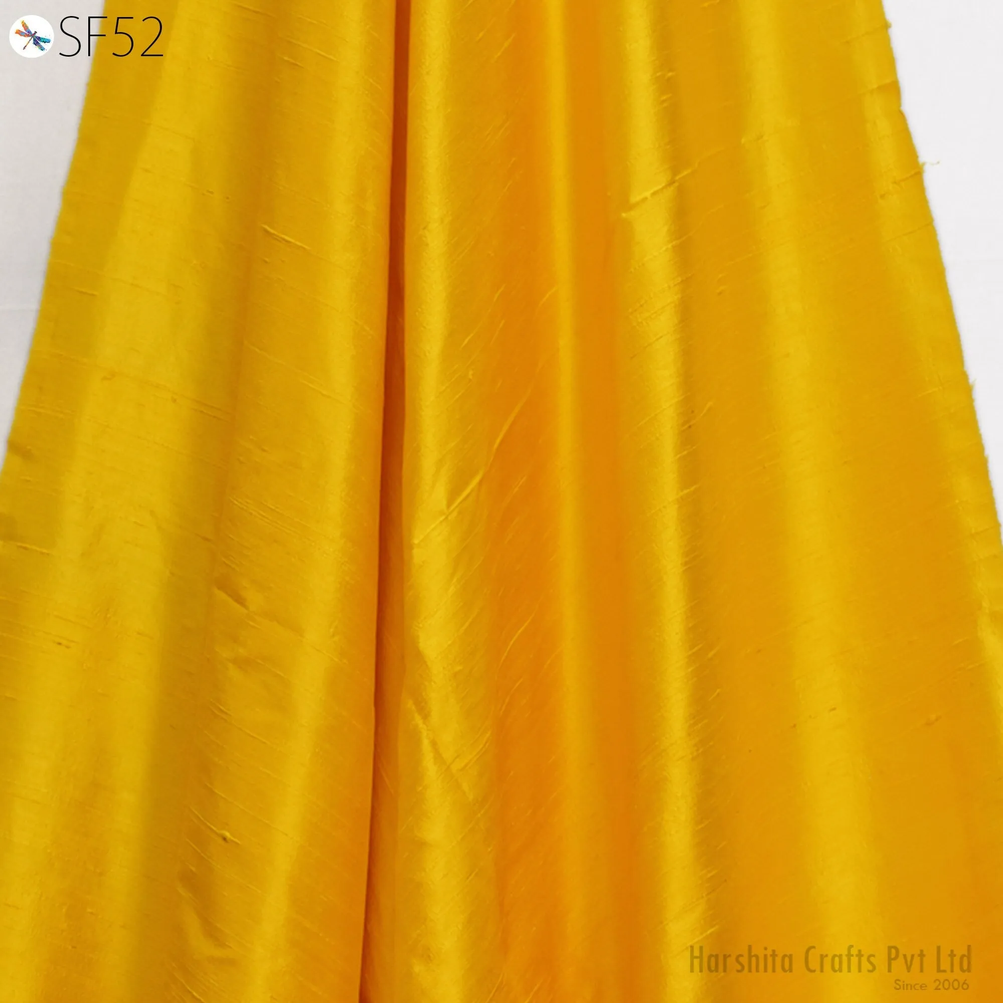 Yellow Indian Pure Dupioni Raw Silk Fabric by the yard Dupion Costume Dresses Cushion Covers Crafting Sewing Pillowcases Lamp Shades Drapery