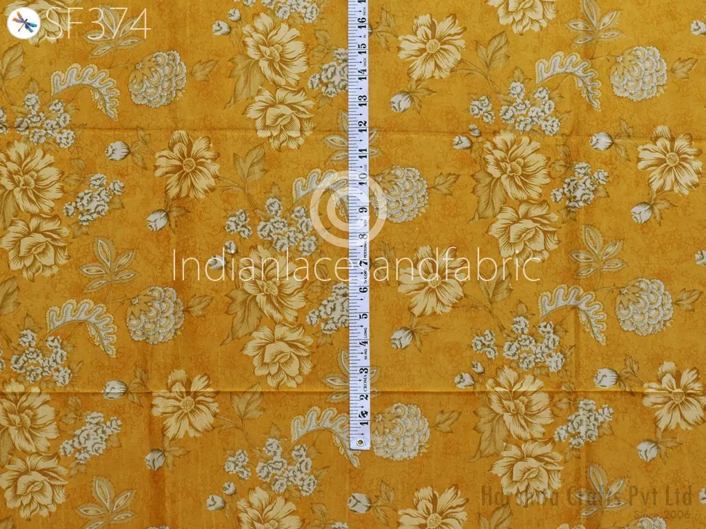 Yellow Indian Saree Soft Pure Printed Silk Fabric by the yard Wedding Dress Bridesmaid Party Costume Curtains Crafting Sewing Dupatta Scarf