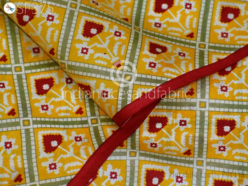 Yellow Indian Saree Soft Pure Printed Silk Fabric by the yard Wedding Dresses Bridesmaid Party Costume Curtain Crafting Sewing Dupatta Scarf