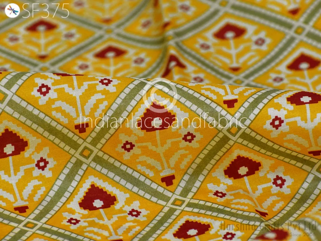 Yellow Indian Saree Soft Pure Printed Silk Fabric by the yard Wedding Dresses Bridesmaid Party Costume Curtain Crafting Sewing Dupatta Scarf