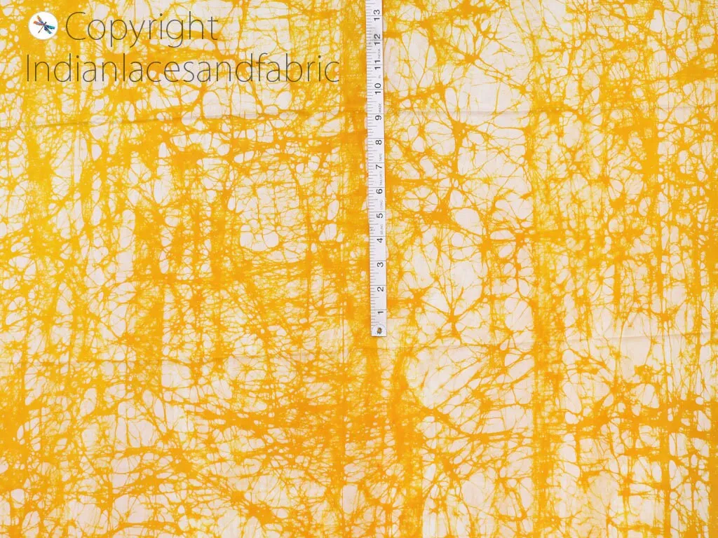 Yellow Indian Soft Pure Printed Silk Batik Fabric By The Yard Wedding Dress Bridesmaids Costumes Party Dresses Pillows Cushion Cover Drapery