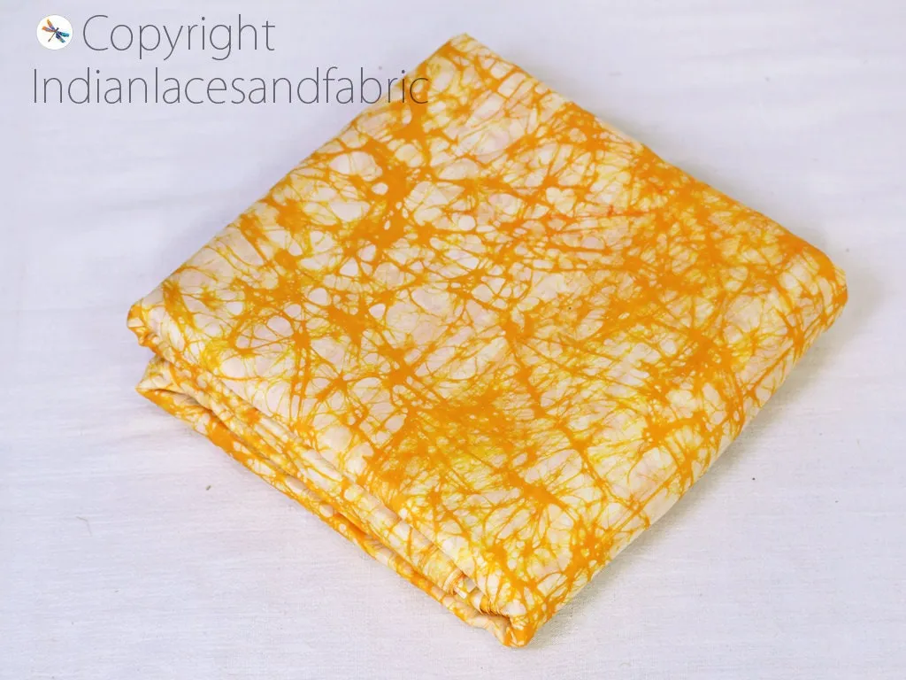 Yellow Indian Soft Pure Printed Silk Batik Fabric By The Yard Wedding Dress Bridesmaids Costumes Party Dresses Pillows Cushion Cover Drapery
