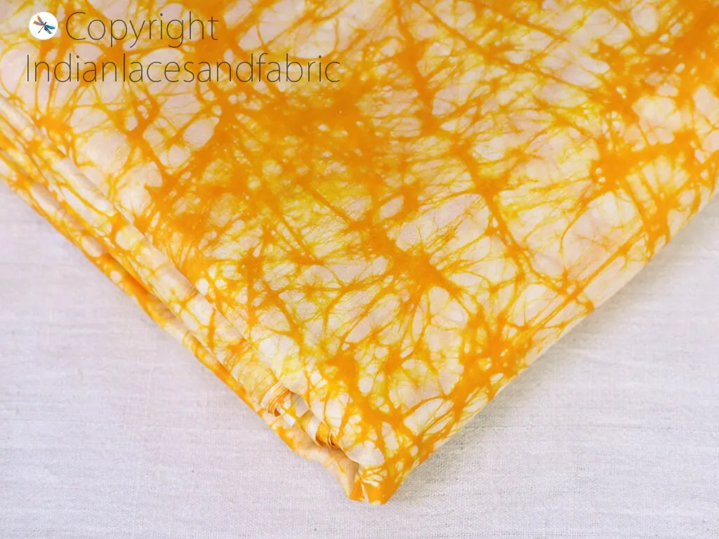 Yellow Indian Soft Pure Printed Silk Batik Fabric By The Yard Wedding Dress Bridesmaids Costumes Party Dresses Pillows Cushion Cover Drapery