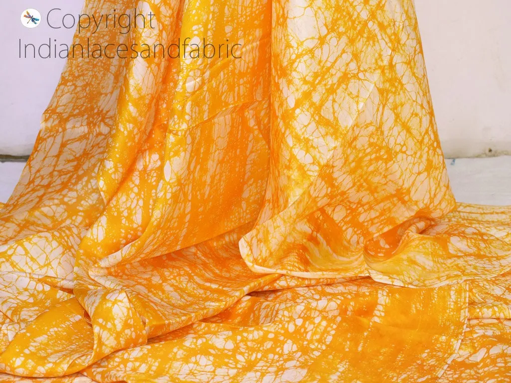 Yellow Indian Soft Pure Printed Silk Batik Fabric By The Yard Wedding Dress Bridesmaids Costumes Party Dresses Pillows Cushion Cover Drapery