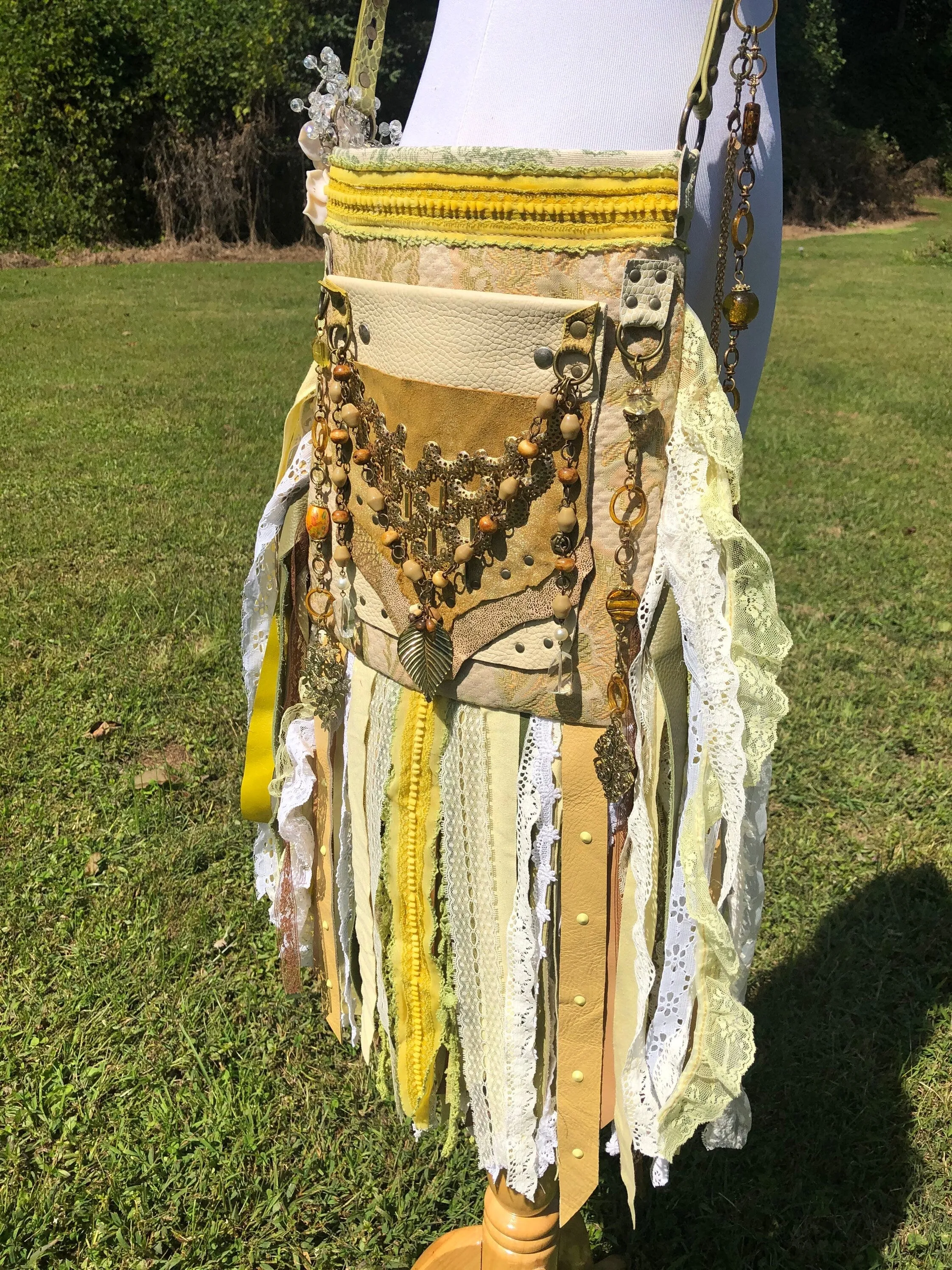Yellow Summer Vibes Festival Bag, Ultimate Embellished purse with Vintage Boho Style!