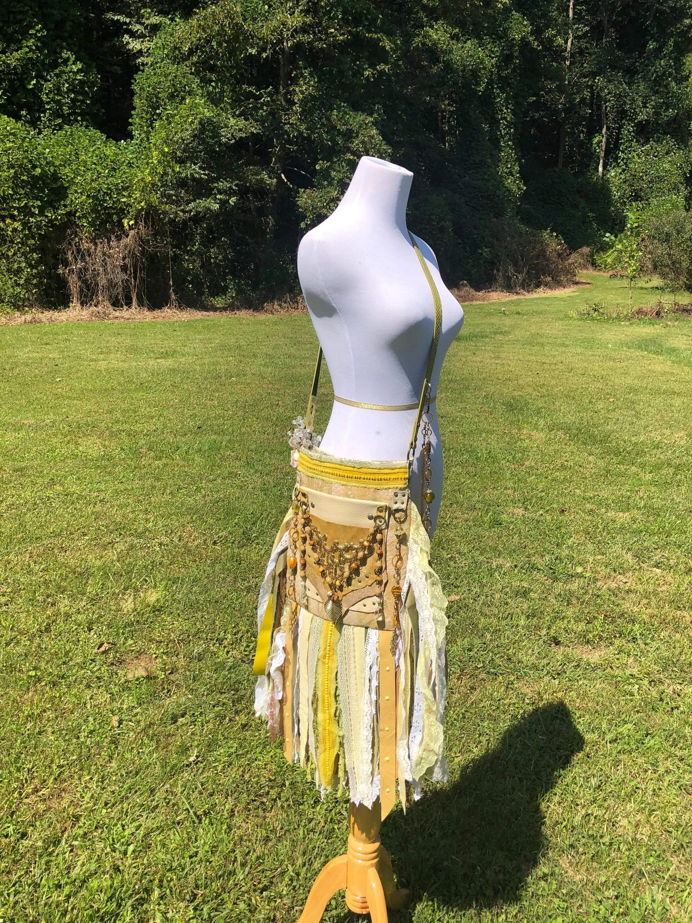 Yellow Summer Vibes Festival Bag, Ultimate Embellished purse with Vintage Boho Style!