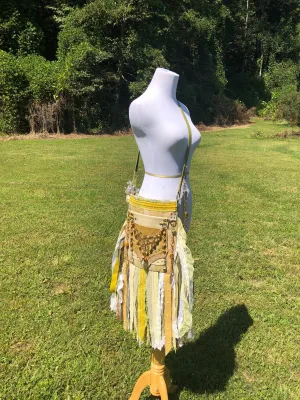 Yellow Summer Vibes Festival Bag, Ultimate Embellished purse with Vintage Boho Style!