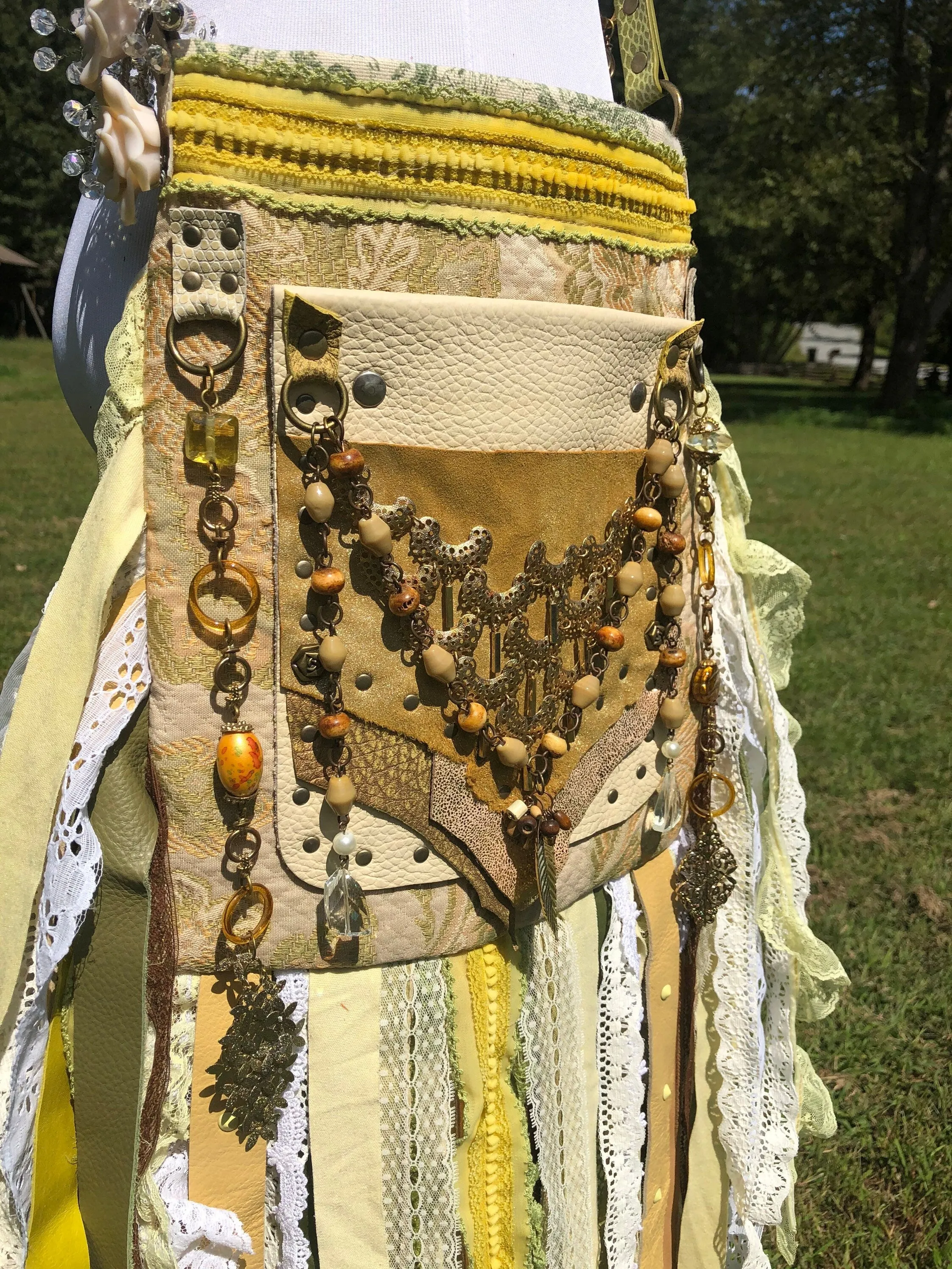 Yellow Summer Vibes Festival Bag, Ultimate Embellished purse with Vintage Boho Style!
