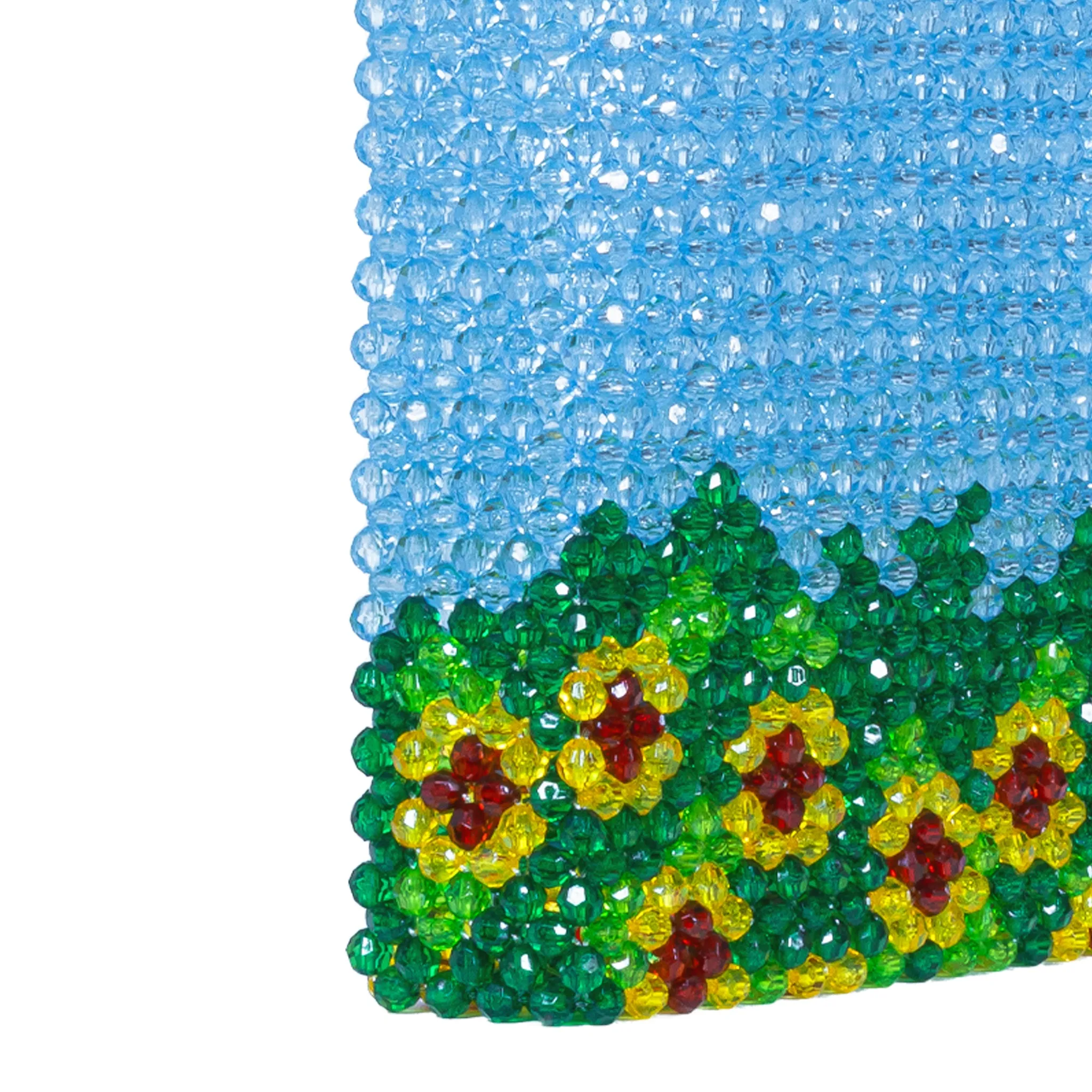 Yellow Teal Sky Blue Sunflower Detail And More Tote Bead Bag