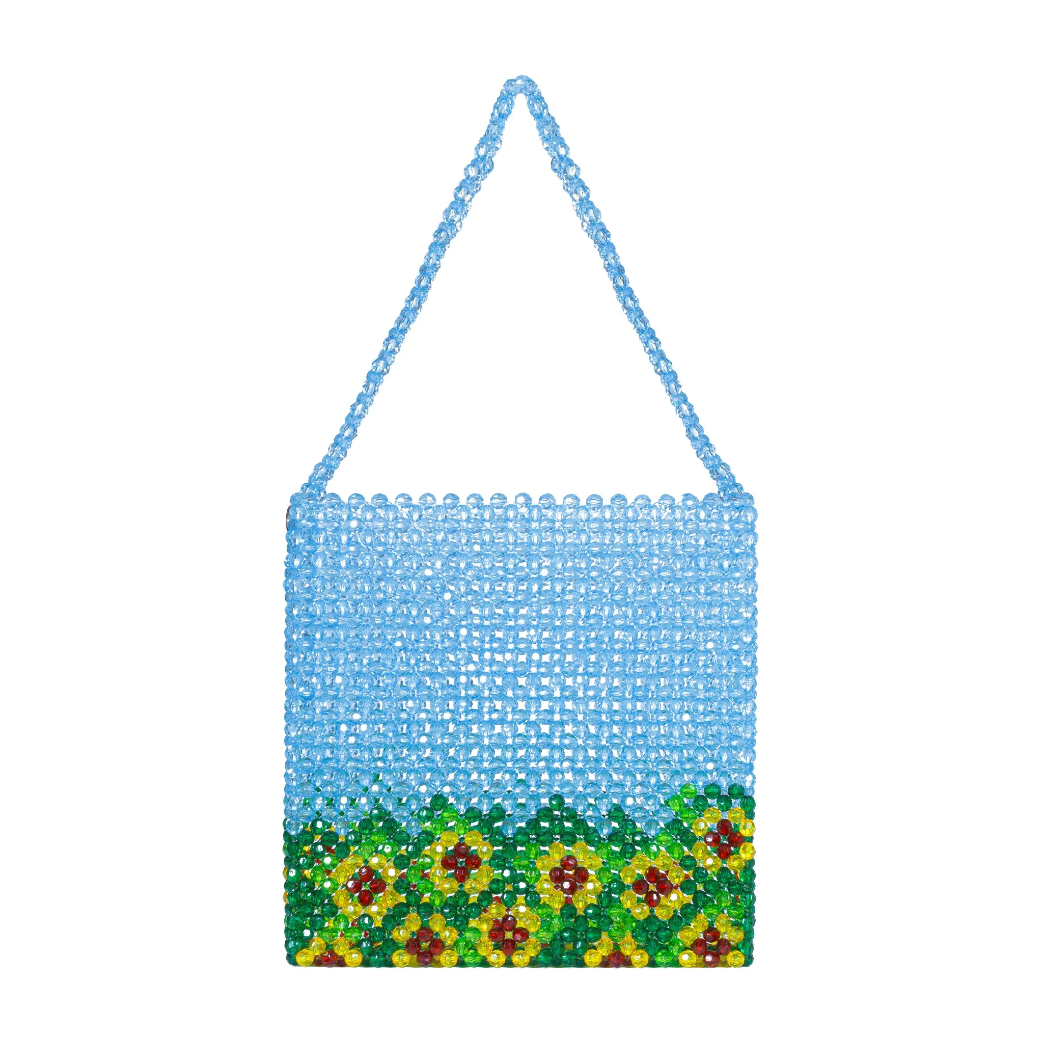 Yellow Teal Sky Blue Sunflower Detail And More Tote Bead Bag