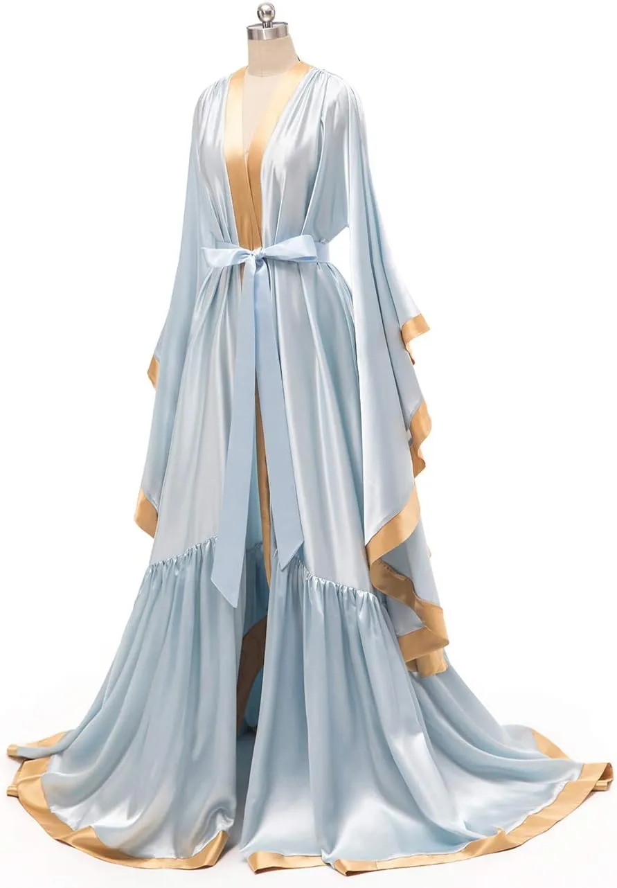 yinyyinhs Women's Bridal Robe Long Silk Satin Bridesmaid Wedding Robe Nightgown Bathrobe Maternity Photoshoot Robe
