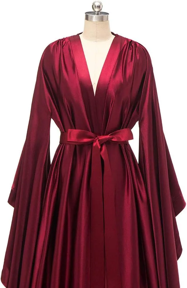 yinyyinhs Women's Bridal Robe Long Silk Satin Bridesmaid Wedding Robe Nightgown Bathrobe Maternity Photoshoot Robe
