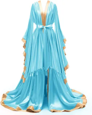 yinyyinhs Women's Bridal Robe Long Silk Satin Bridesmaid Wedding Robe Nightgown Bathrobe Maternity Photoshoot Robe