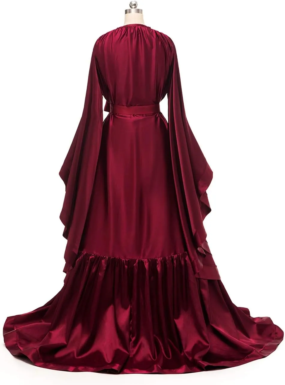 yinyyinhs Women's Bridal Robe Long Silk Satin Bridesmaid Wedding Robe Nightgown Bathrobe Maternity Photoshoot Robe