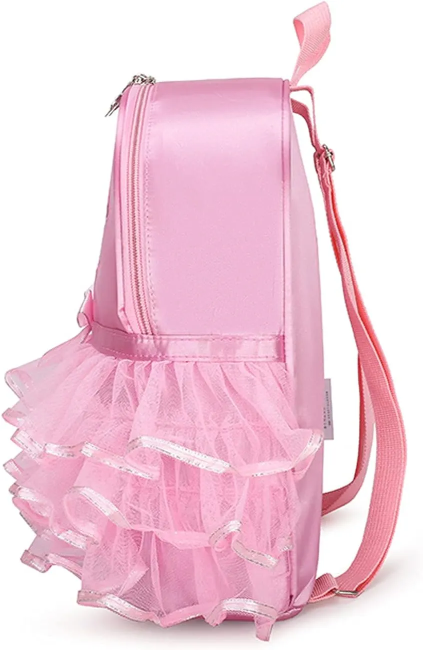 Yitengteng Princess Ballerina Backpack Dance Bag for Toddler Girls Nylon Backpack (Pink dance shoes)