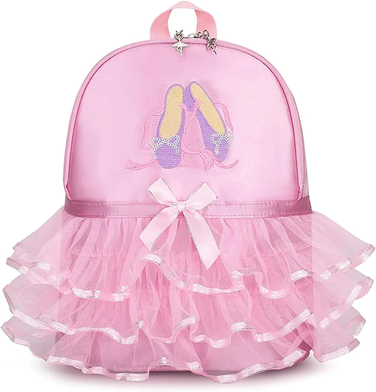Yitengteng Princess Ballerina Backpack Dance Bag for Toddler Girls Nylon Backpack (Pink dance shoes)
