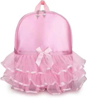 Yitengteng Princess Ballerina Backpack Dance Bag for Toddler Girls Nylon Backpack (Pink)