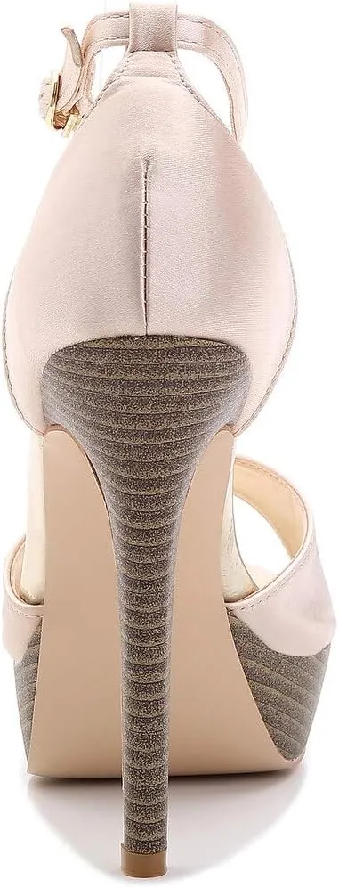 YooPrettyz Women Peep Toe Dress High Heel Ankle Strap Prom Shoes Wedding Platform Pumps