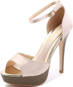 YooPrettyz Women Peep Toe Dress High Heel Ankle Strap Prom Shoes Wedding Platform Pumps