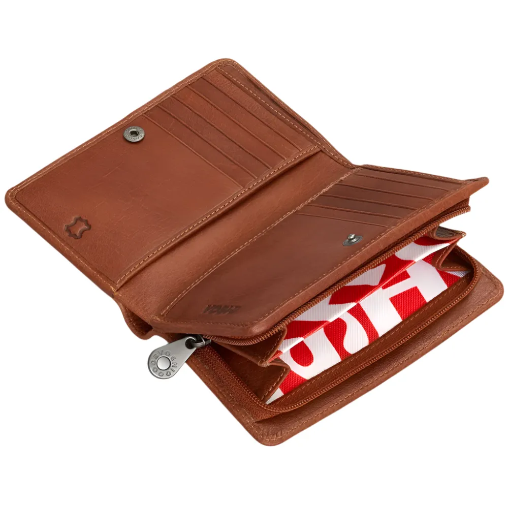 Yoshi Highland Cow Zip Around Tweed Leather Purse