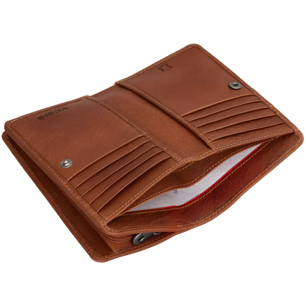 Yoshi Highland Cow Zip Around Tweed Leather Purse