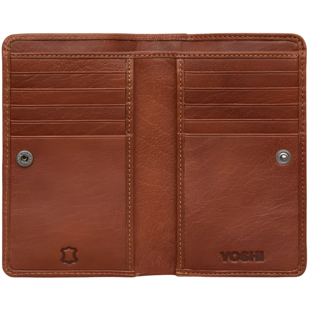 Yoshi Highland Cow Zip Around Tweed Leather Purse