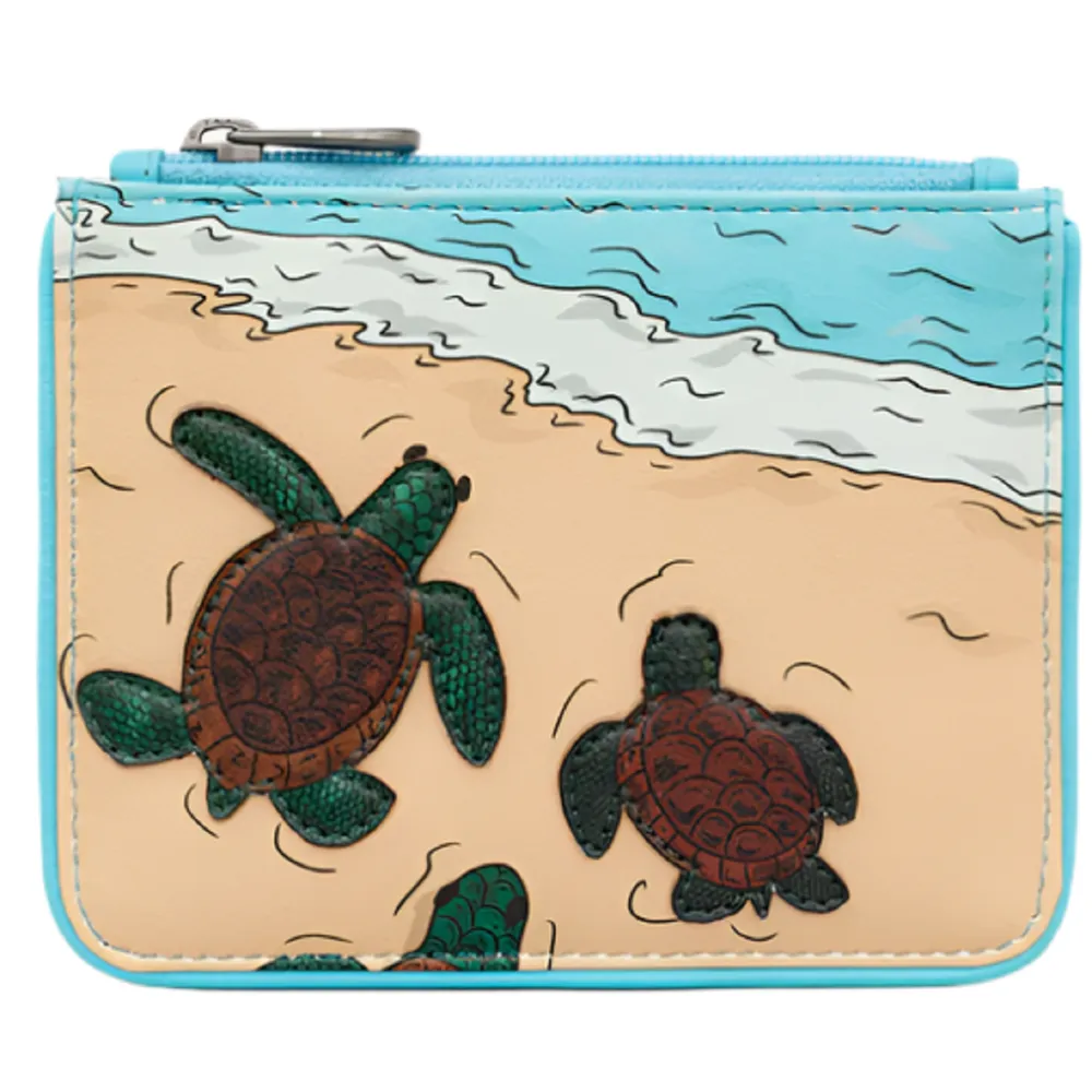 Yoshi Turtle Beach Zip Top Blue Leather Purse