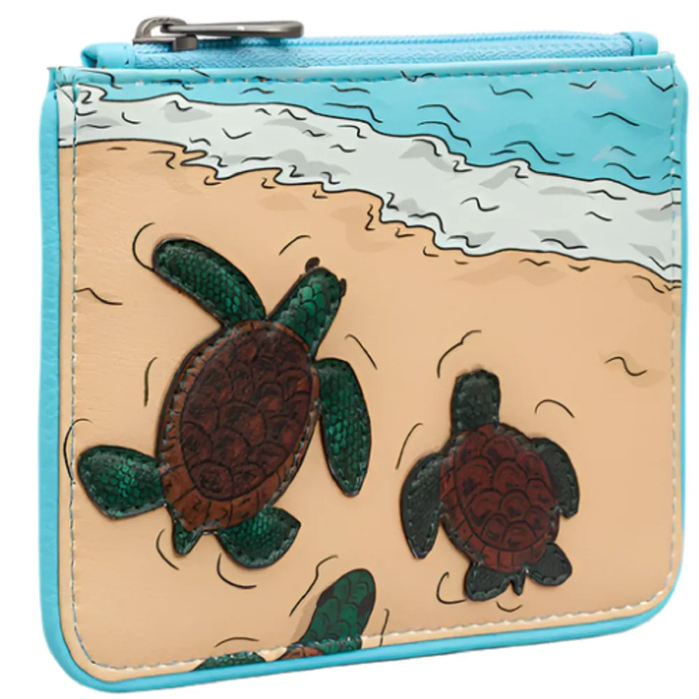 Yoshi Turtle Beach Zip Top Blue Leather Purse