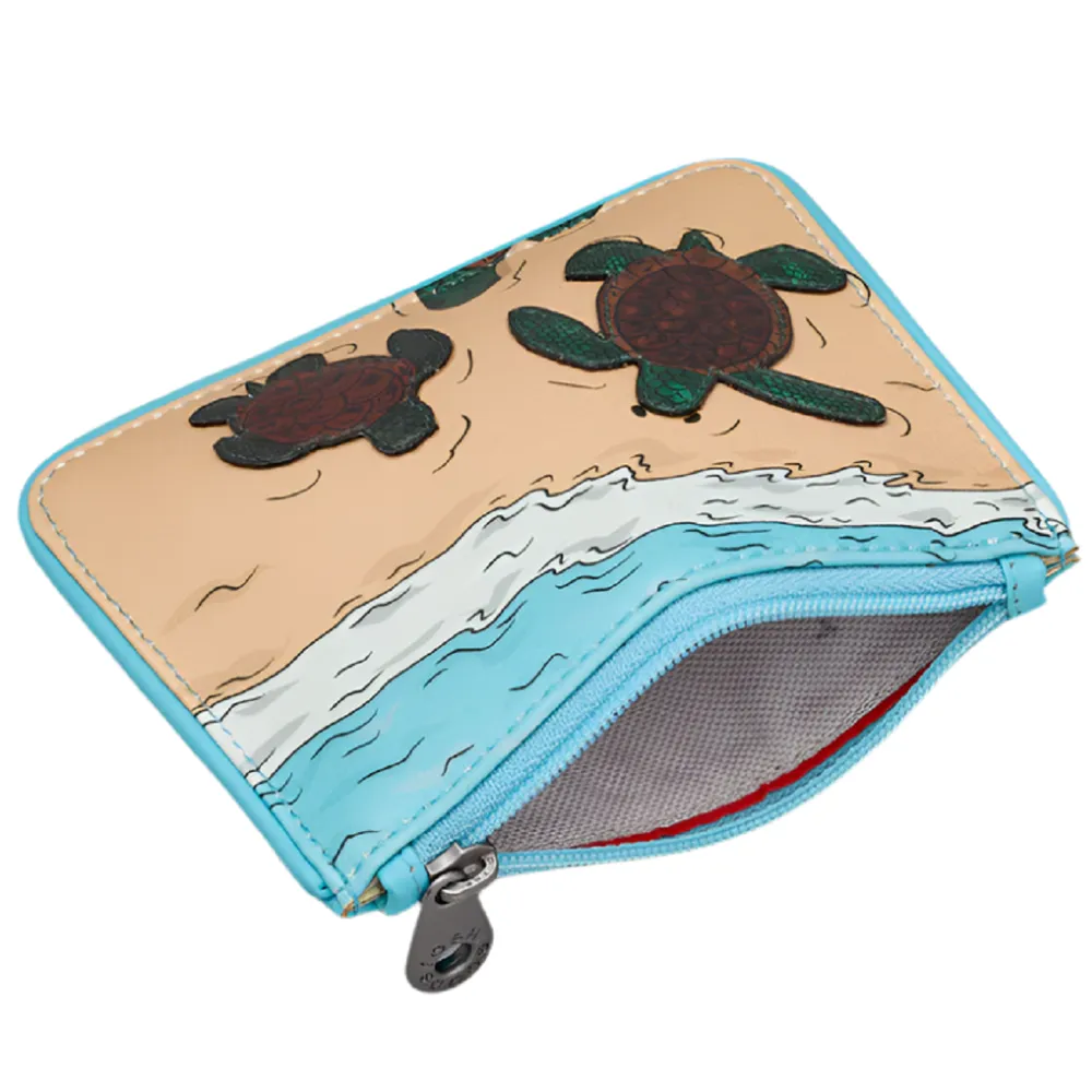 Yoshi Turtle Beach Zip Top Blue Leather Purse