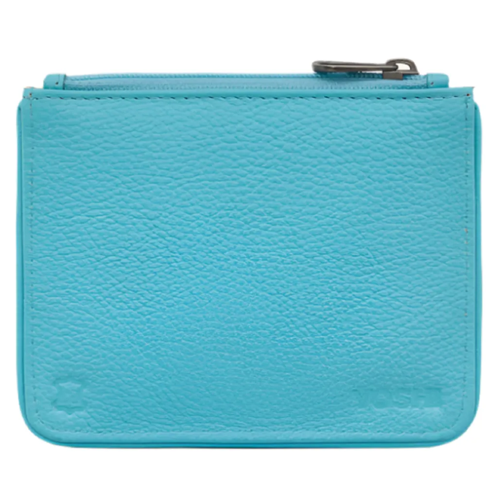 Yoshi Turtle Beach Zip Top Blue Leather Purse