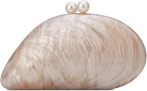 YYW Acrylic Evening Clutch Purses for Women Shell Marble Handbag Shoulder Bag with Pearl for Wedding Party Prom