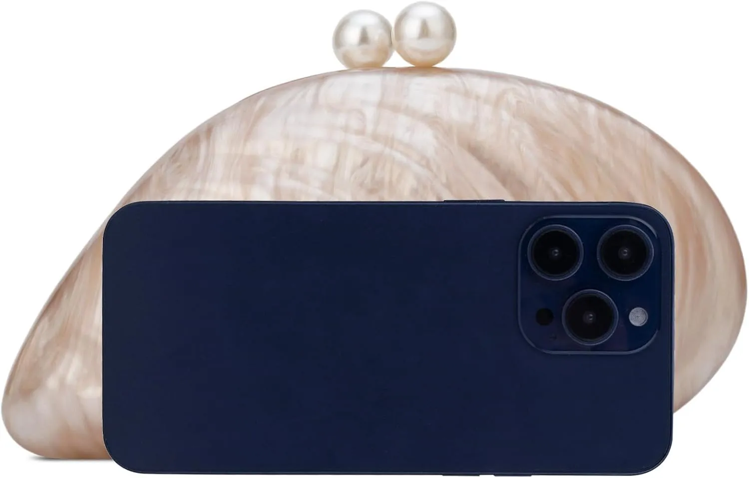 YYW Acrylic Evening Clutch Purses for Women Shell Marble Handbag Shoulder Bag with Pearl for Wedding Party Prom