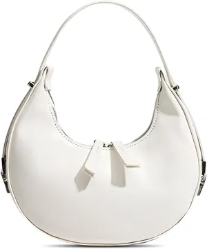 YYW Womens Clutch Purse Shoulder Handbags Crescent Bag Leather Zipper Adjustable Shoulder Strap Hand Bags (White)