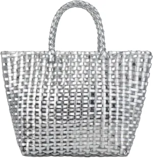 YYW Woven Bag for Women, Shiny Leather Tote Bag, Small Basket Handbag Women Clutch Purse