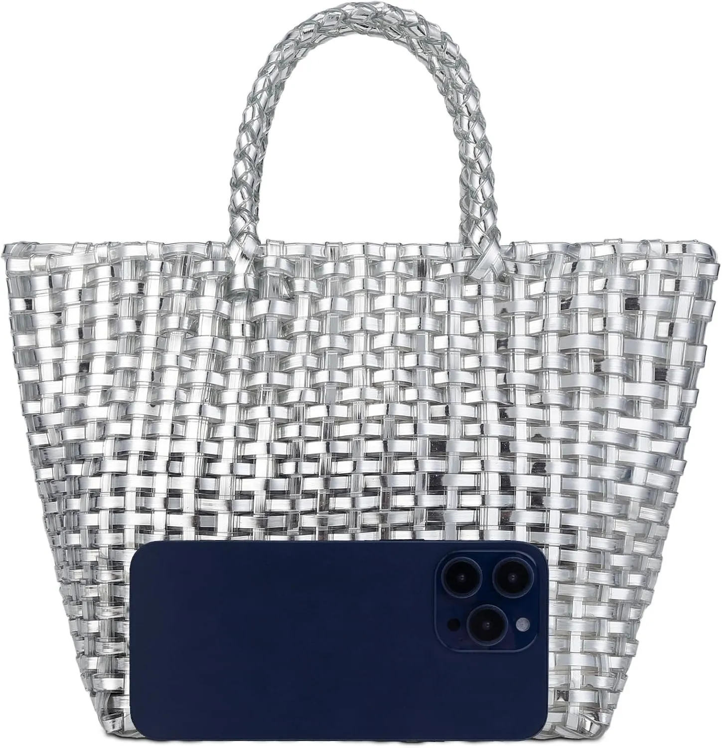 YYW Woven Bag for Women, Shiny Leather Tote Bag, Small Basket Handbag Women Clutch Purse