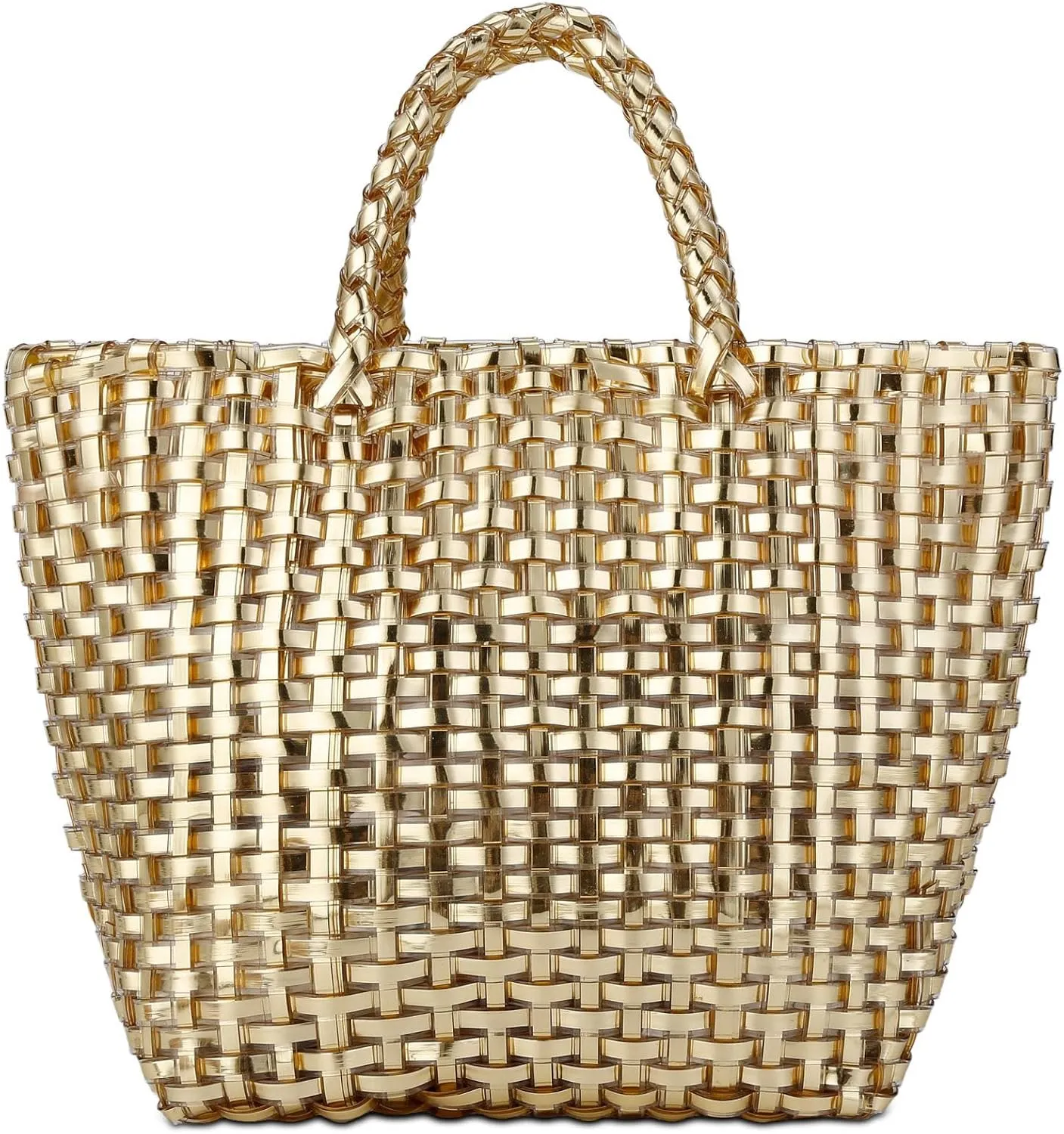 YYW Woven Bag for Women, Shiny Leather Tote Bag, Small Basket Handbag Women Clutch Purse