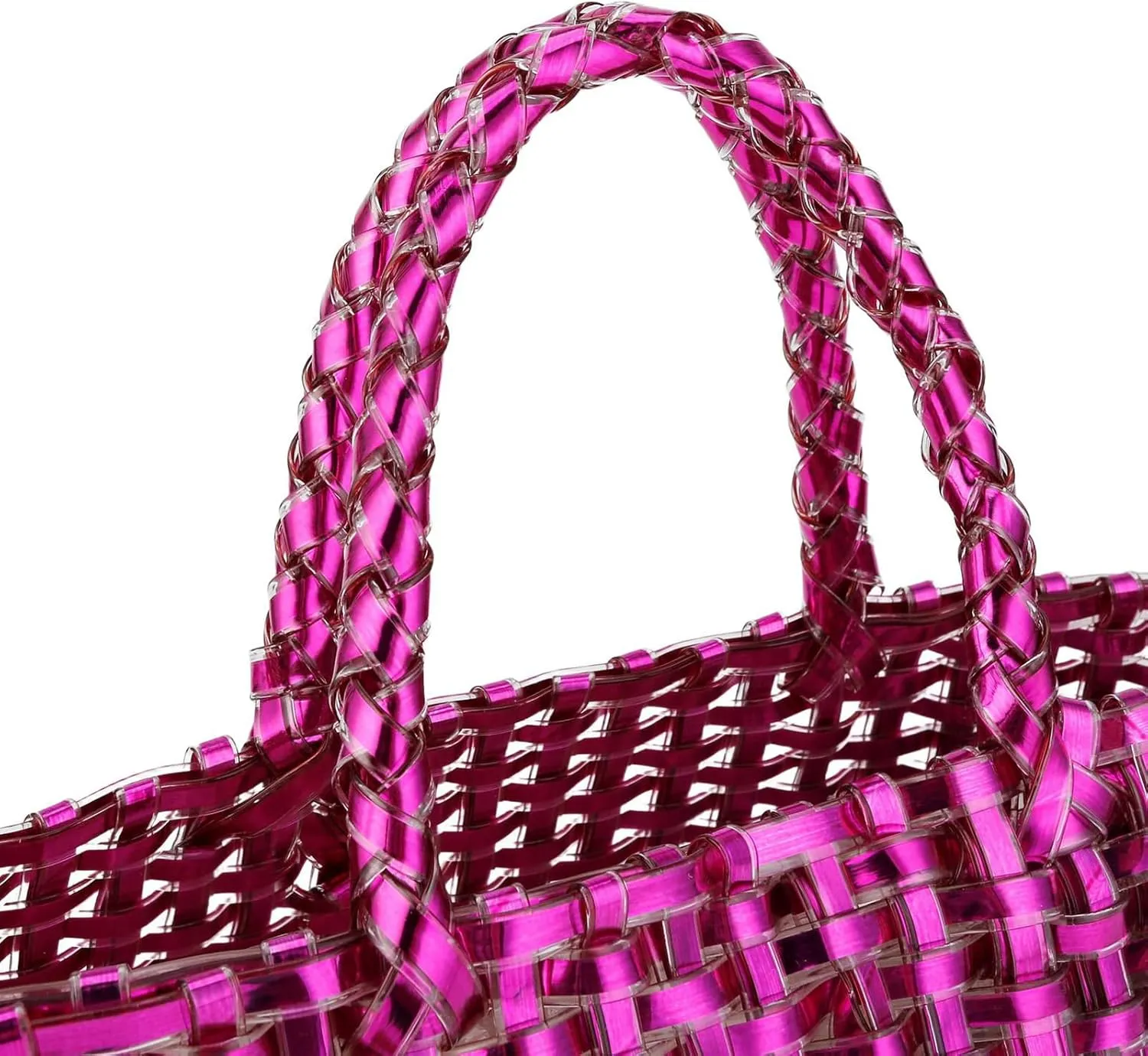 YYW Woven Bag for Women, Shiny Leather Tote Bag, Small Basket Handbag Women Clutch Purse