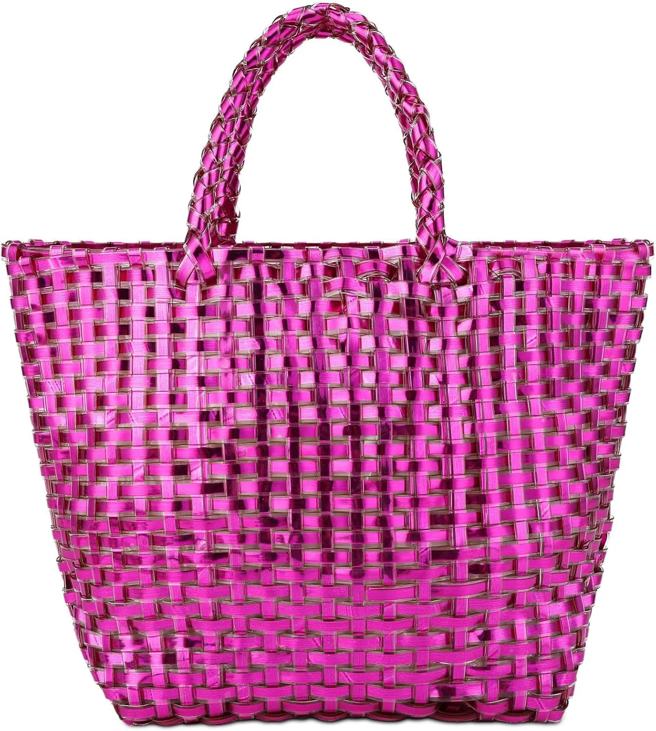 YYW Woven Bag for Women, Shiny Leather Tote Bag, Small Basket Handbag Women Clutch Purse
