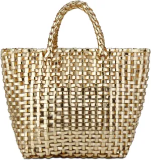 YYW Woven Bag for Women, Shiny Leather Tote Bag, Small Basket Handbag Women Clutch Purse