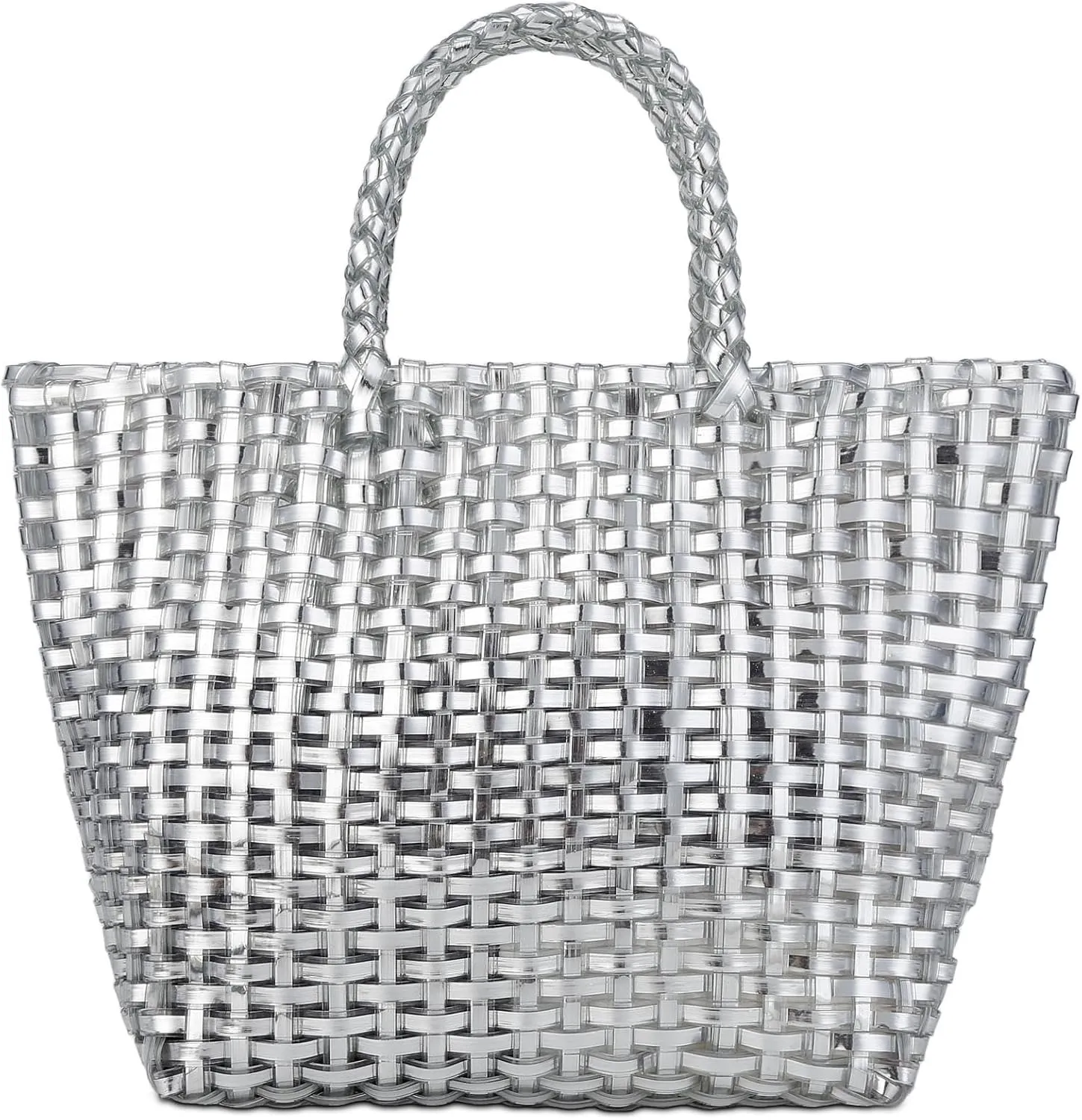 YYW Woven Bag for Women, Shiny Leather Tote Bag, Small Basket Handbag Women Clutch Purse