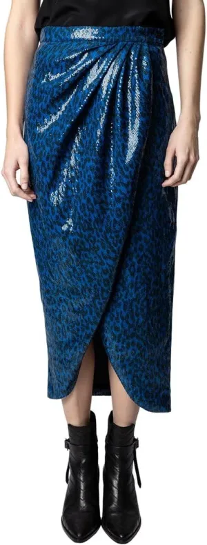 Zadig & Voltaire Womens Jamelia Sequins Leo Skirt, 36, Blue