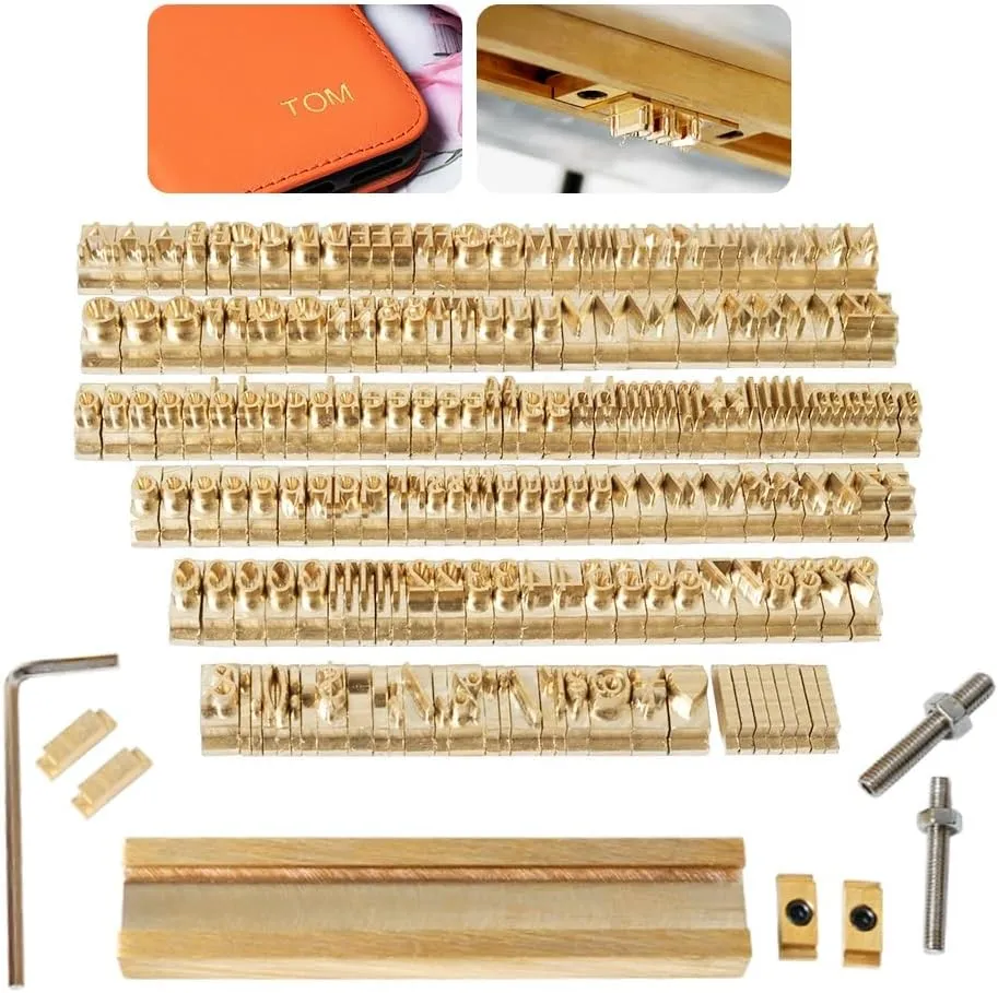 ZONESUN Brass Stamping Letters Set for Hot Stamping Machine Number Symble Alphabets Symbols Characters Molds CNC Engraving Molds (6mm 184pcs MEB Font)