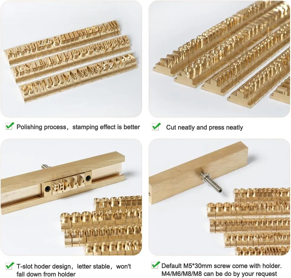 ZONESUN Brass Stamping Letters Set for Hot Stamping Machine Number Symble Alphabets Symbols Characters Molds CNC Engraving Molds (6mm 184pcs MEB Font)